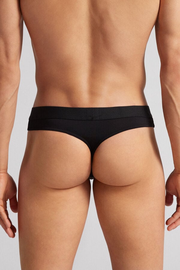 Tanga Intimissimi Logo Detailed Microfiber Hombre Negros | ZXHR-12760