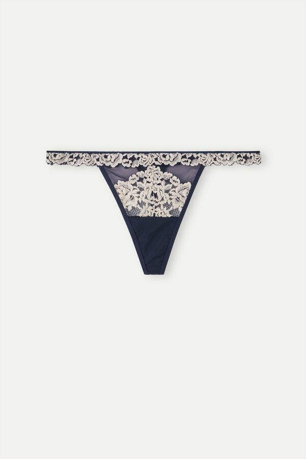 Tanga Intimissimi Pretty Flowers String Mujer Azules Oscuro Amarillos Claro | MWLG-20796