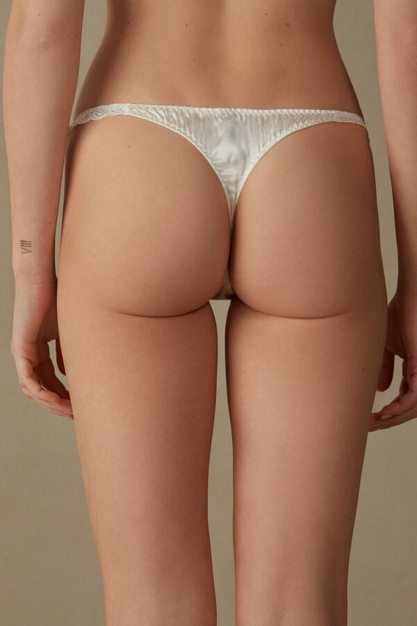 Tanga Intimissimi Silk And Lace G-String Mujer Blancos | AFND-41269