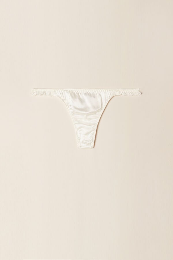 Tanga Intimissimi Silk And Lace G-String Mujer Blancos | AFND-41269